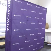 10' FabriMural makes an ideal media wall. From Vision Exhibits.