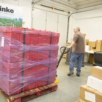 Loading a shipment for a trade show exhibit